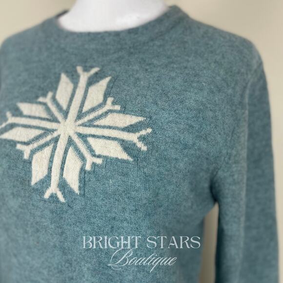 Rare Snowflake Wool Blend Sweater ASO Lorelai Gilmore Girls Blue Cream Knit - Picture 9 of 11